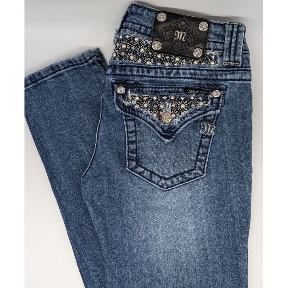 Miss Me Jeans Womens 28 Skinny Studded Beaded Boho Chic Glam Rock‎ JP6152S